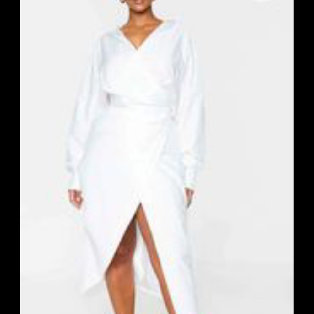 White midi shirt dress